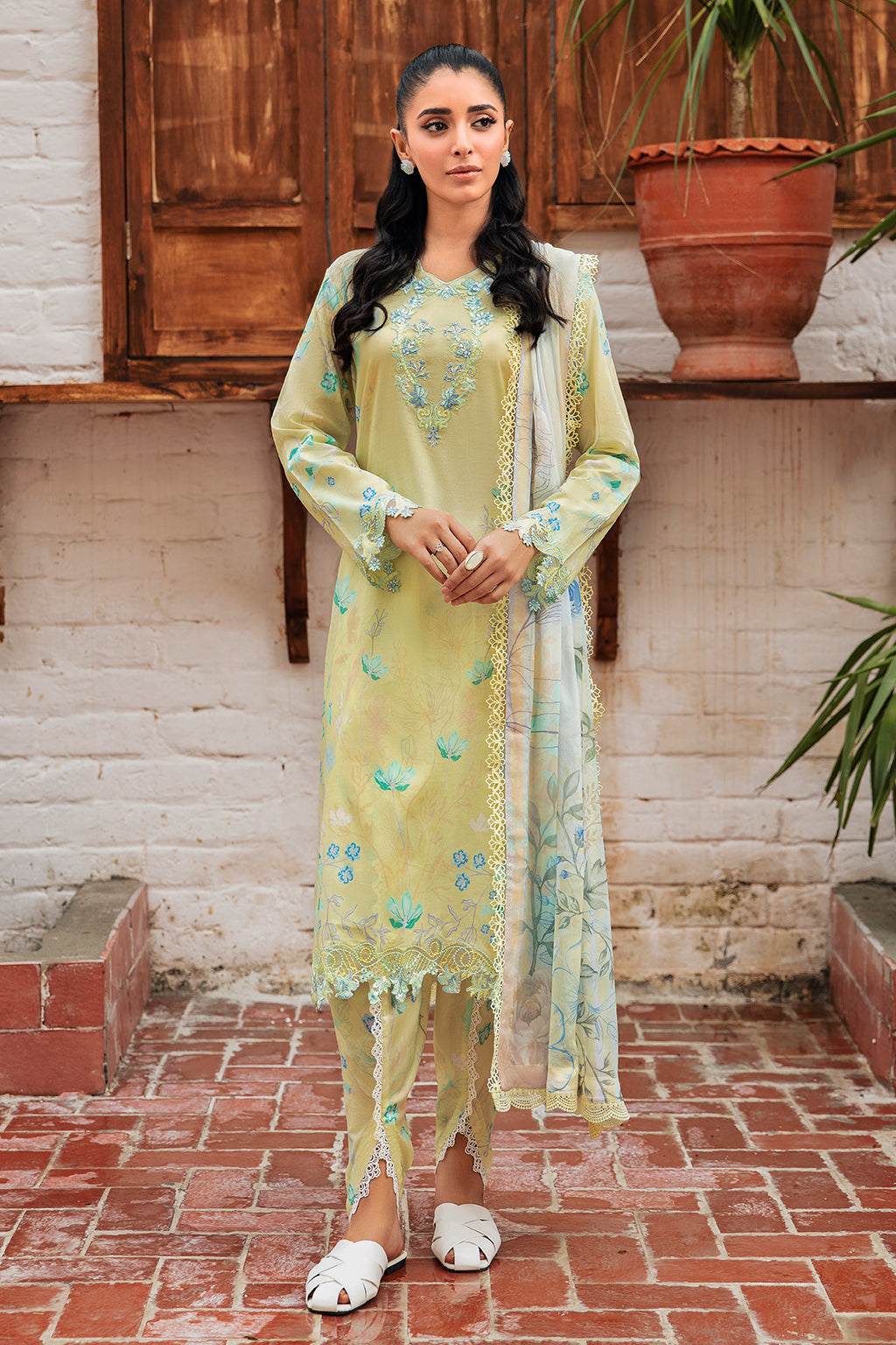 Ramsha 3 Piece Custom Stitched Suit - Yellow - LB285970