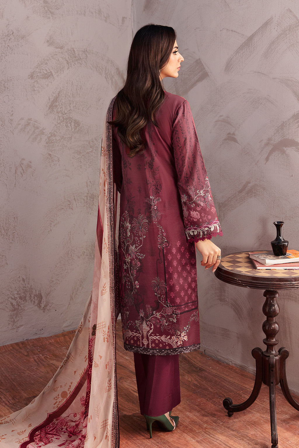 Ramsha 3 Piece Custom Stitched Suit - Purple - LB285953