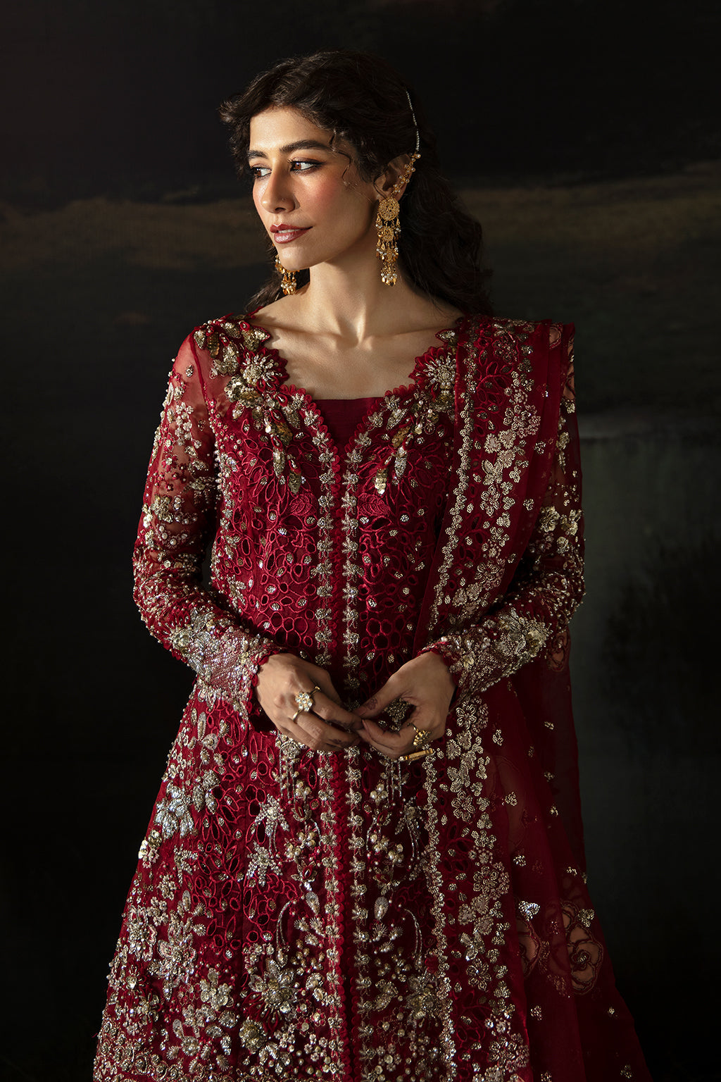 Afrozeh 3 Piece Custom Stitched Suit - Maroon - LB289265