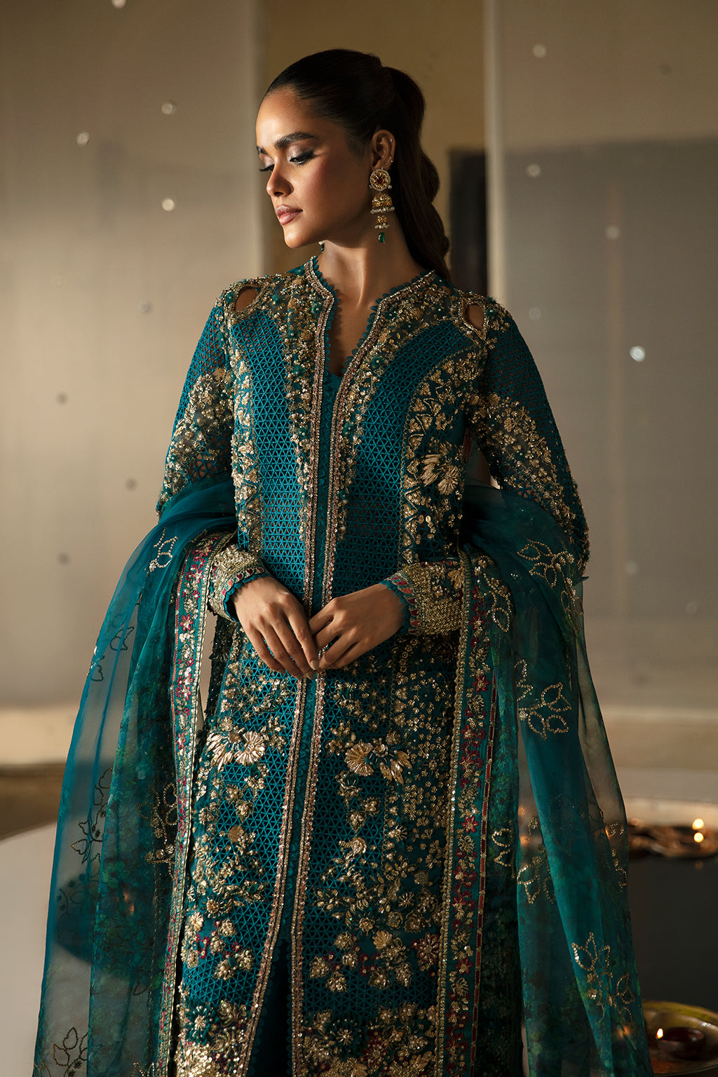 Afrozeh 3 Piece Custom Stitched Suit - Teal - LB289263