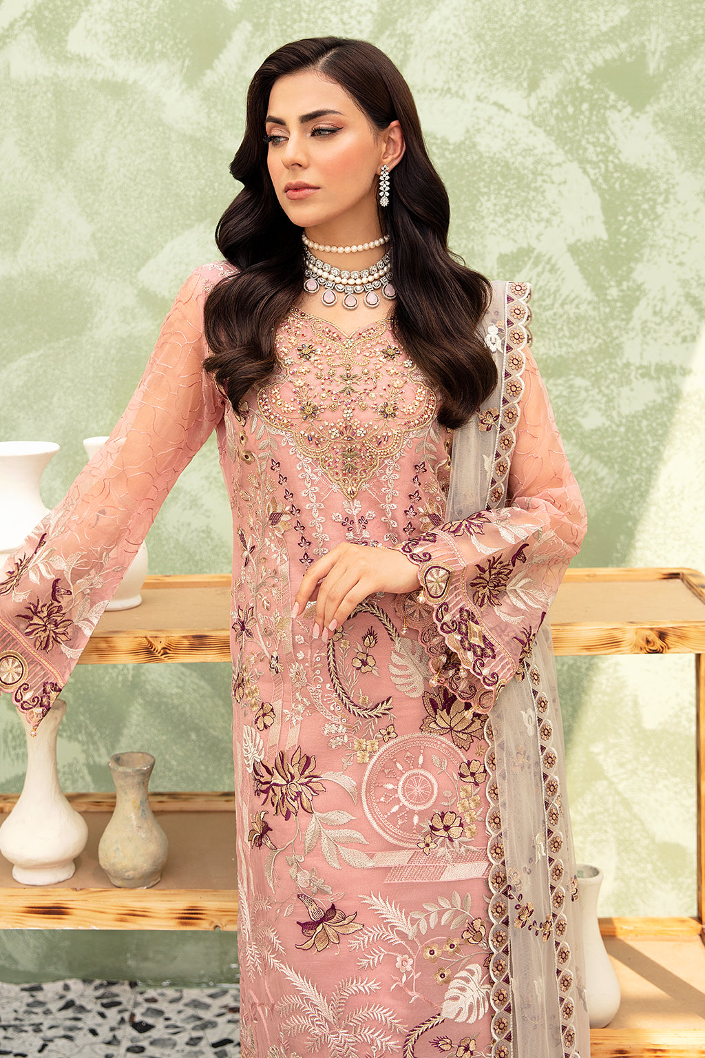 Ramsha 3 Piece Custom Stitched Suit - Pink - LB285240