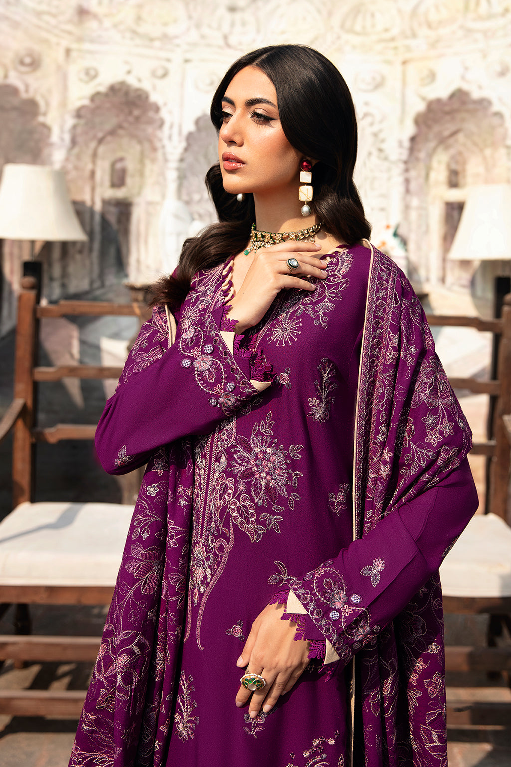 Ramsha 3 Piece Custom Stitched Suit - Purple - LB285225