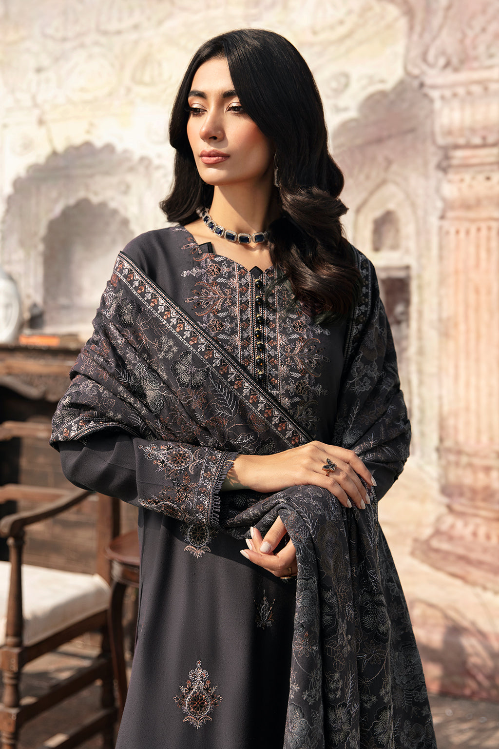 Ramsha 3 Piece Custom Stitched Suit - Gray - LB285219