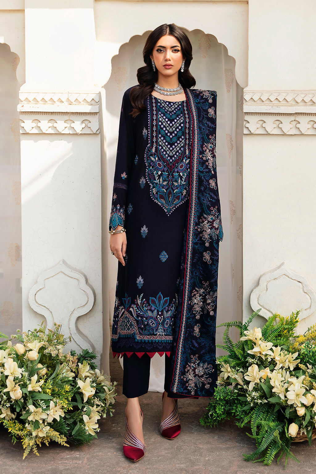 Ramsha 3 Piece Custom Stitched Suit - Blue - LB285228