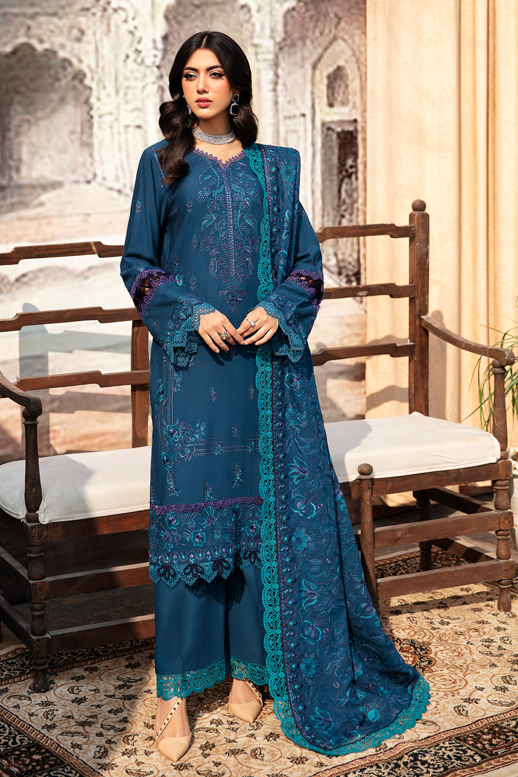 Ramsha 3 Piece Custom Stitched Suit - Blue - LB285224