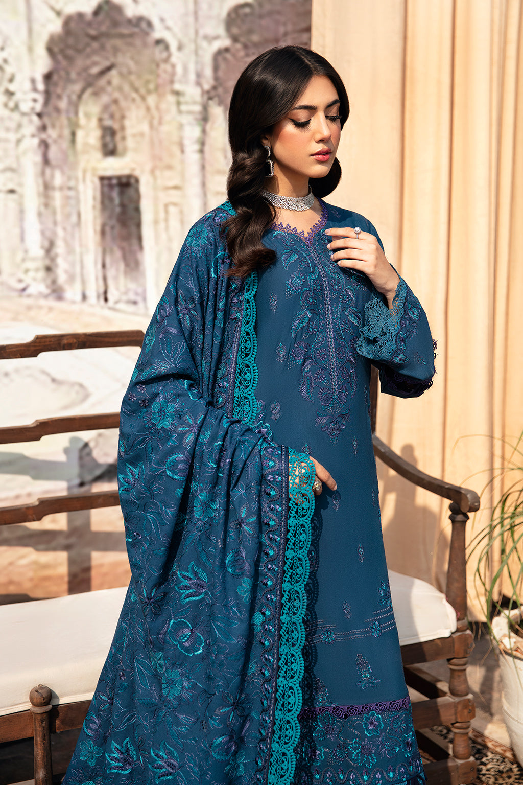 Ramsha 3 Piece Custom Stitched Suit - Blue - LB285224