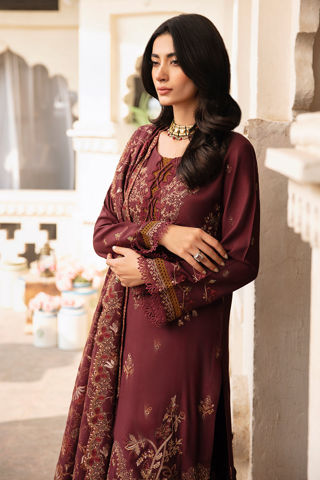 Ramsha 3 Piece Custom Stitched Suit - Brown - LB285223