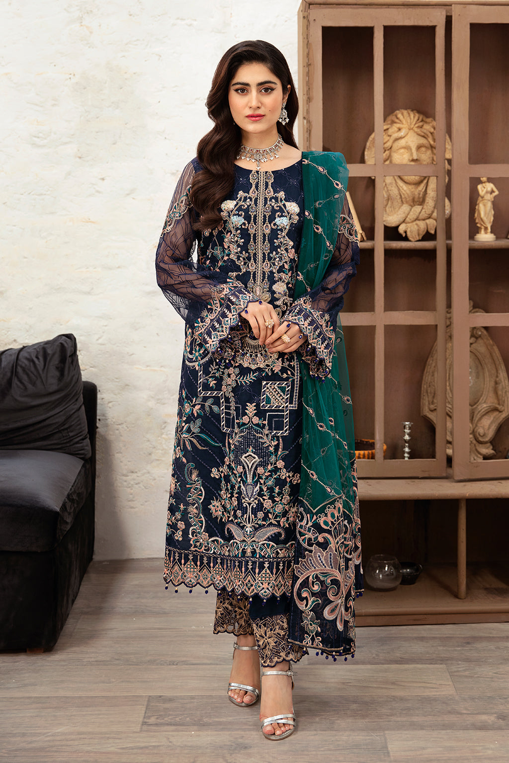 Ramsha 3 Piece Custom Stitched Suit - Blue - LB285230