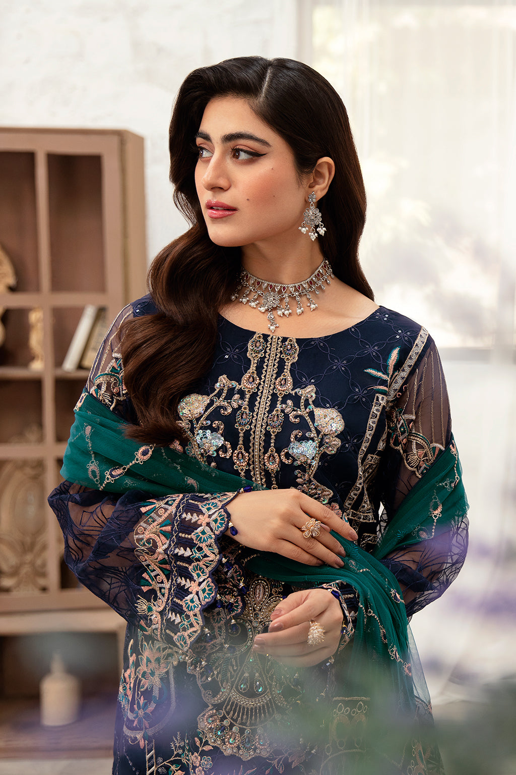 Ramsha 3 Piece Custom Stitched Suit - Blue - LB285230