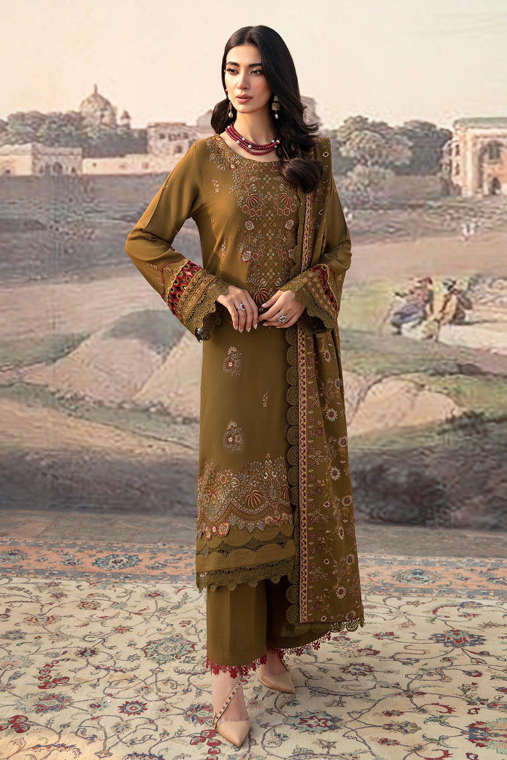 Ramsha 3 Piece Custom Stitched Suit - Green - LB285220