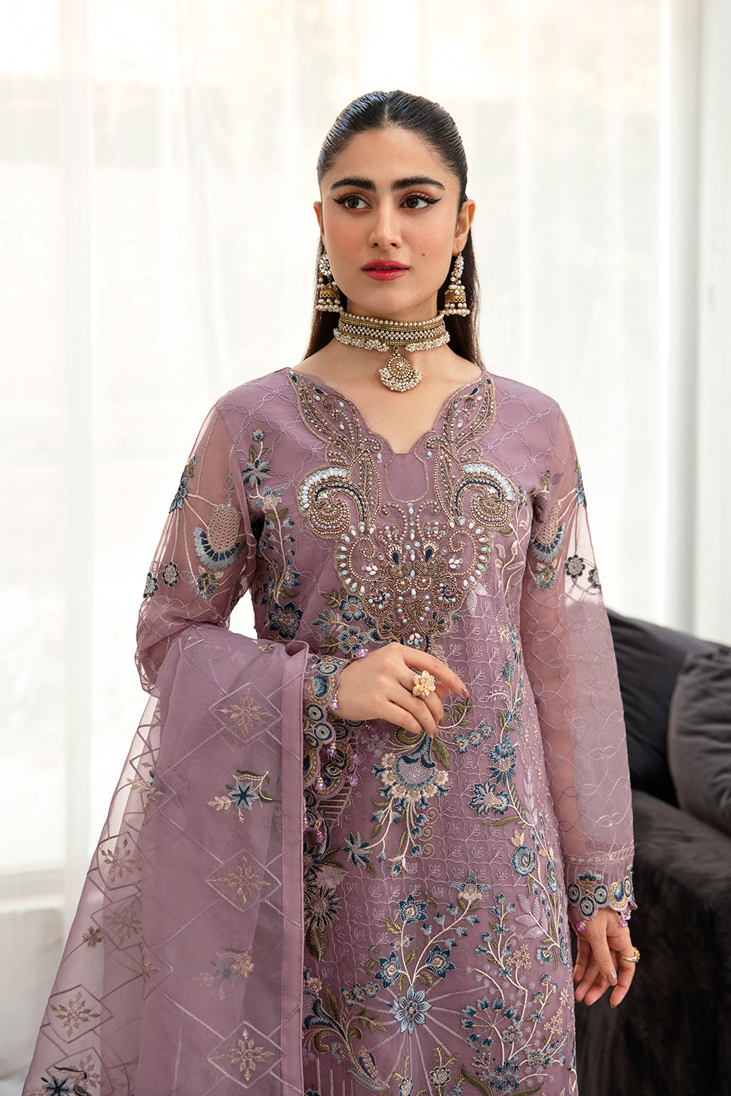 Ramsha 3 Piece Custom Stitched Suit - Purple - LB285233