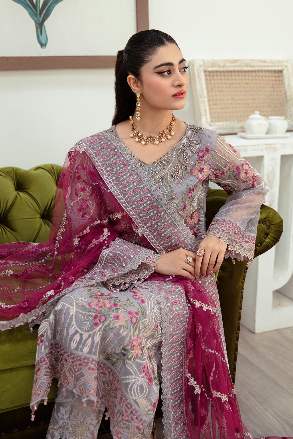 Ramsha 3 Piece Custom Stitched Suit - Gray - LB285231