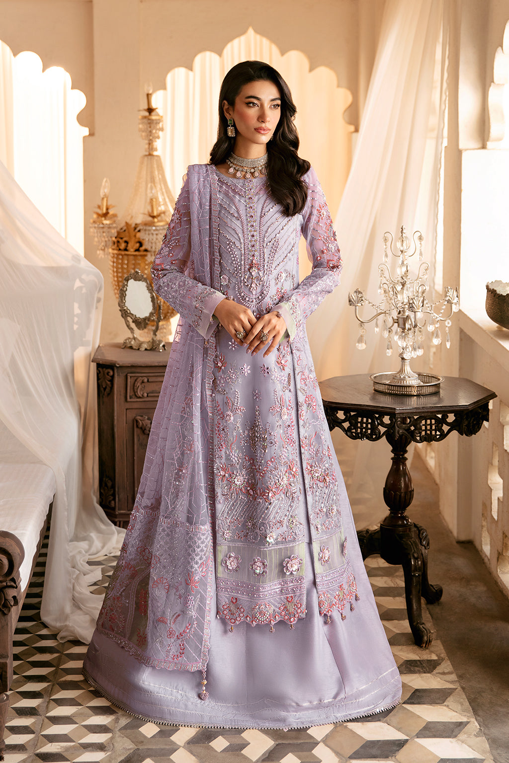 Ramsha 3 Piece Custom Stitched Suit - Purple - LB285262