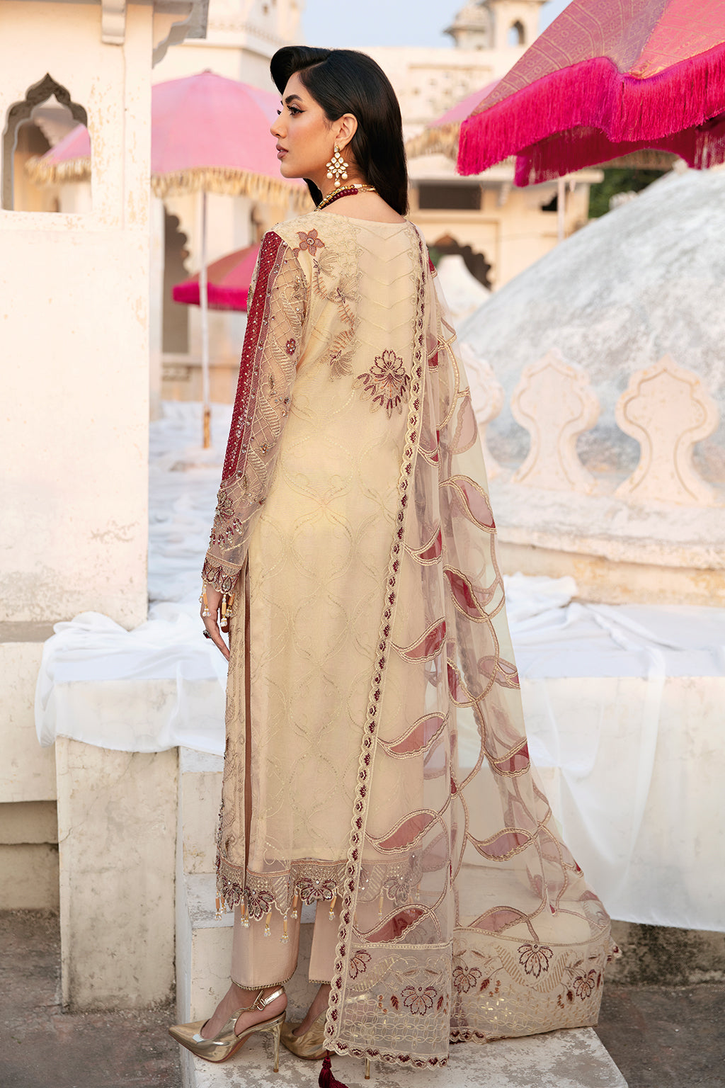 Ramsha 3 Piece Custom Stitched Suit - Beige - LB285265