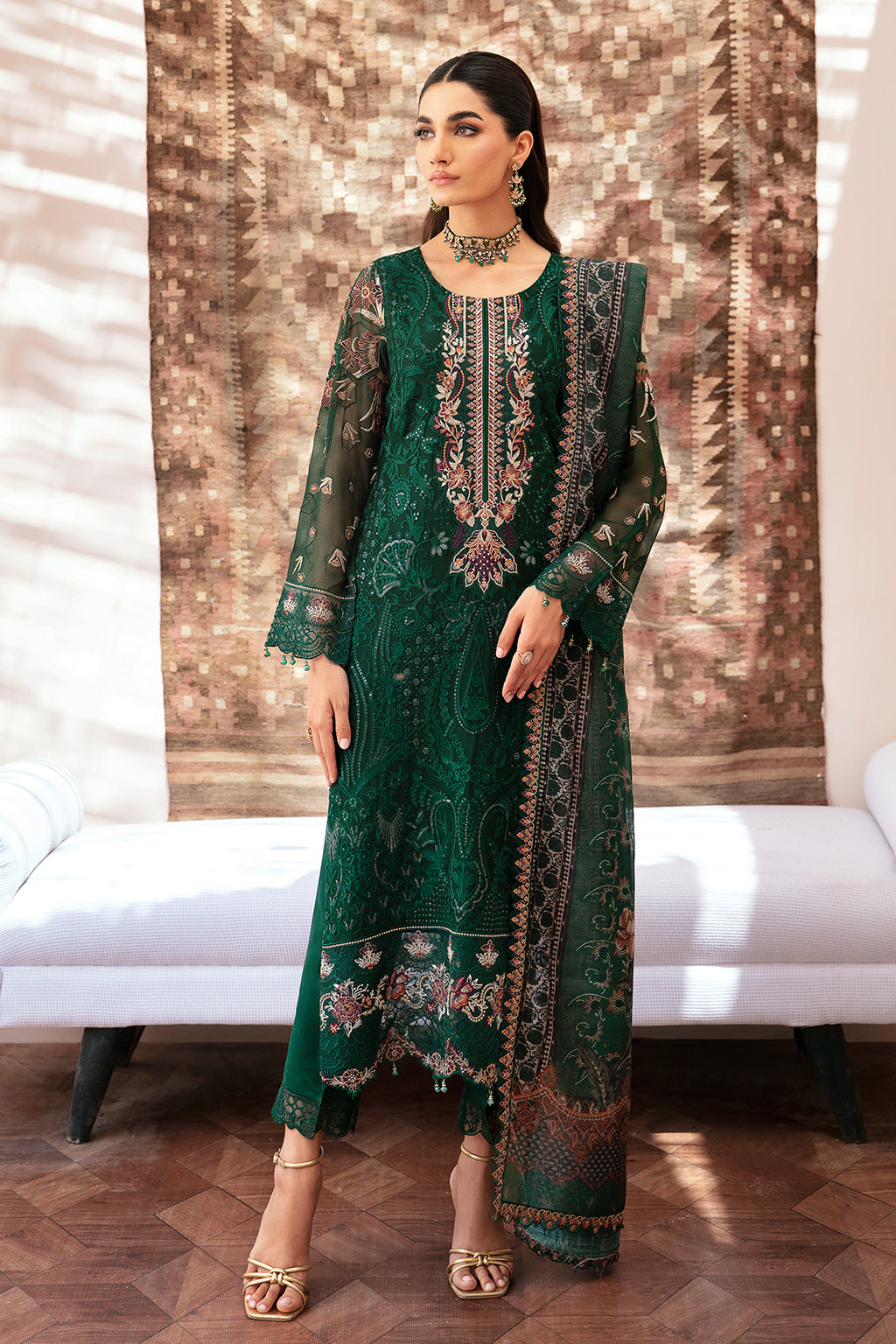 Ramsha 3 Piece Custom Stitched Suit - Green - LB28951