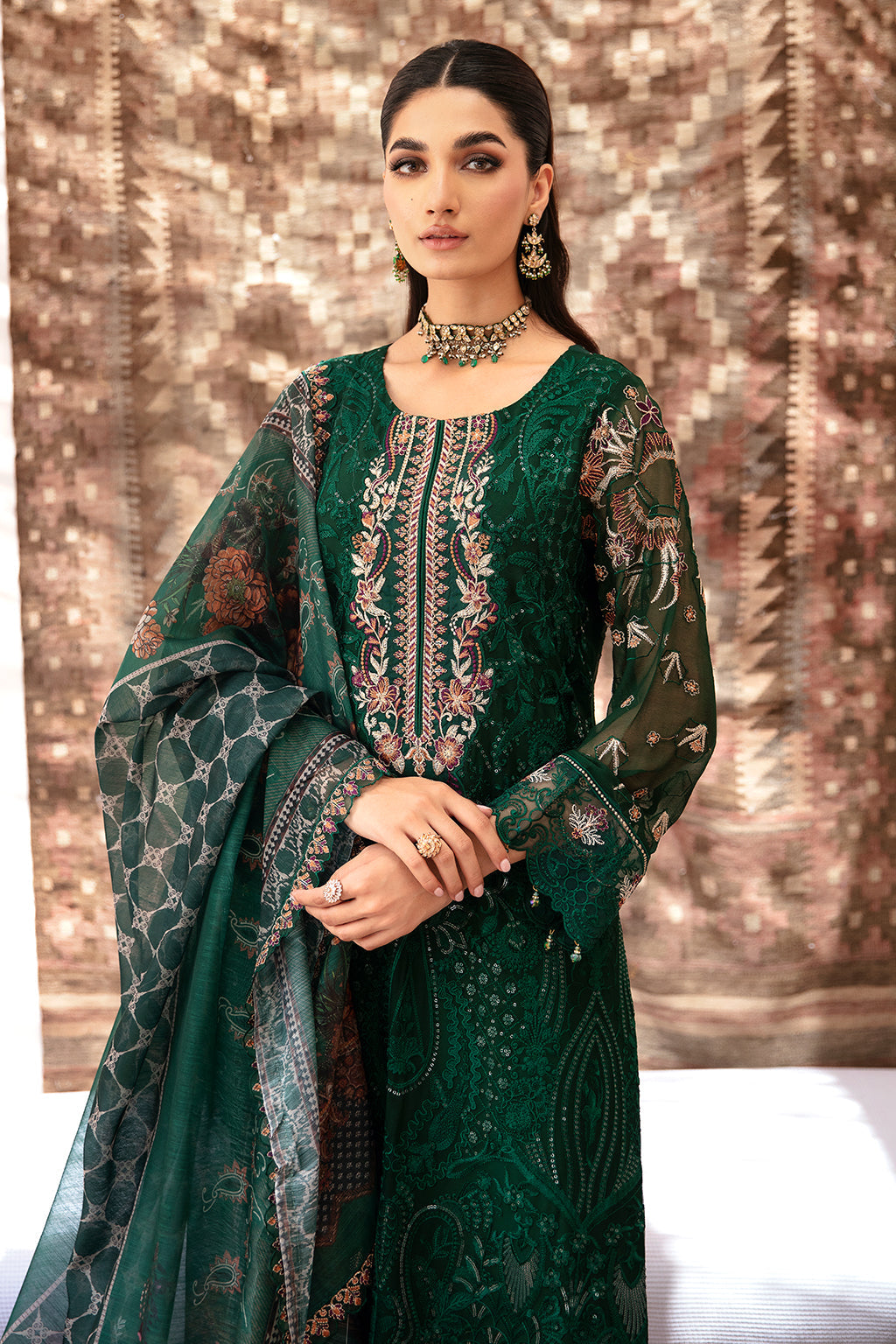 Ramsha 3 Piece Custom Stitched Suit - Green - LB28951