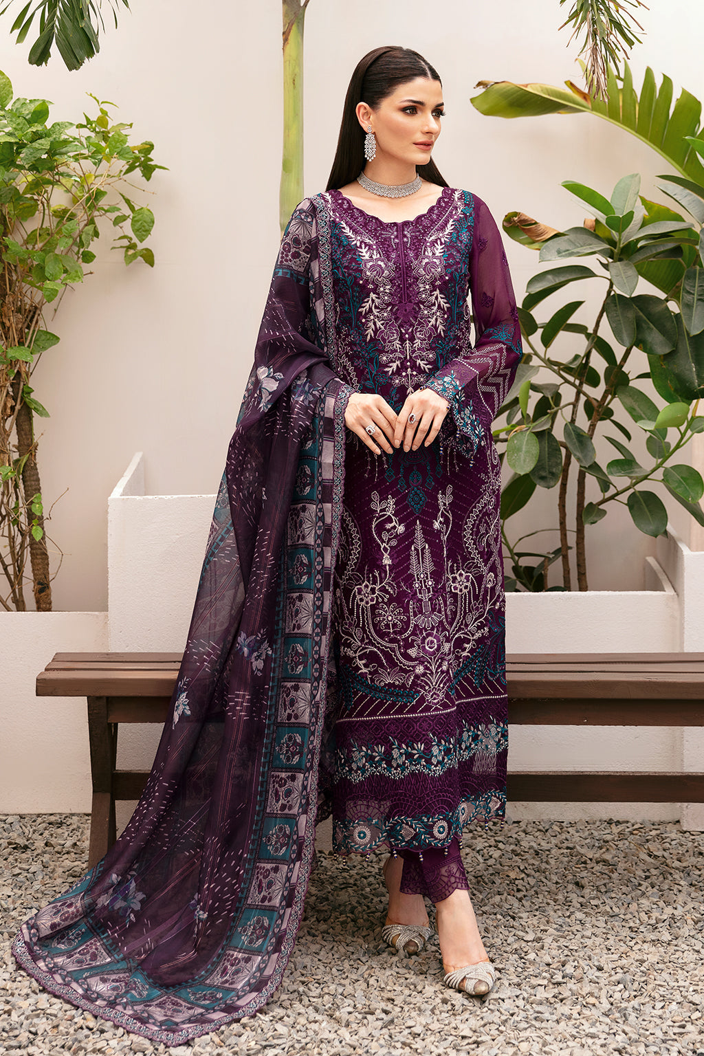 Ramsha 3 Piece Custom Stitched Suit - Purple - LB28950