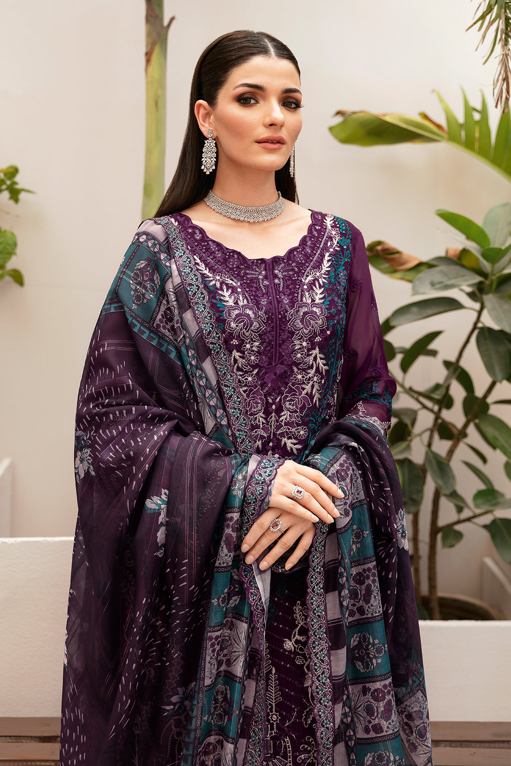 Ramsha 3 Piece Custom Stitched Suit - Purple - LB28950