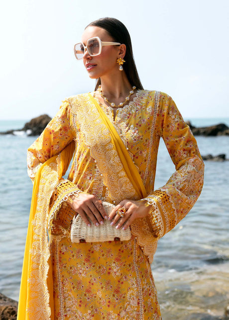 Kanwal Malik 3 Piece Custom Stitched Suit - Yellow - LB286695