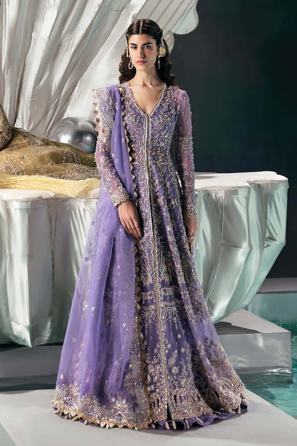Afrozeh 3 Piece Custom Stitched Suit - Purple - LB30461