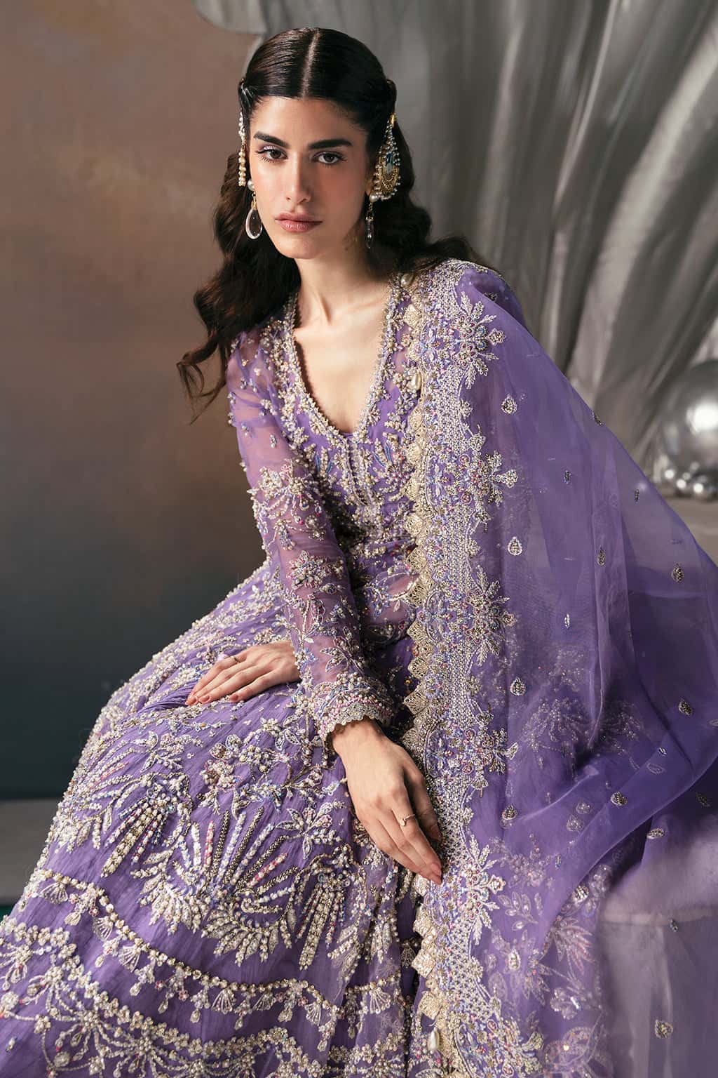 Afrozeh 3 Piece Custom Stitched Suit - Purple - LB30461