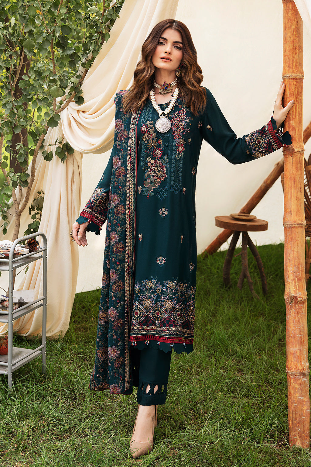 Ramsha 3 Piece Custom Stitched Suit - Green - LB285215