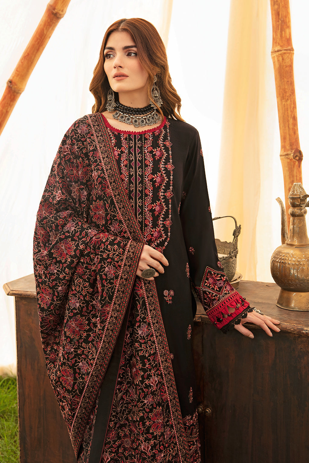 Ramsha 3 Piece Custom Stitched Suit - Black - LB285216