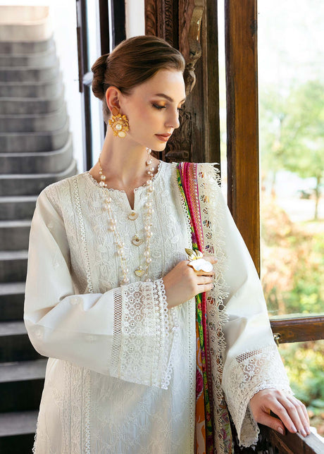 Kanwal Malik 3 Piece Custom Stitched Suit - White - LB286694