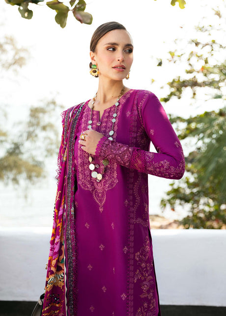 Kanwal Malik 3 Piece Custom Stitched Suit - Purple - LB286693