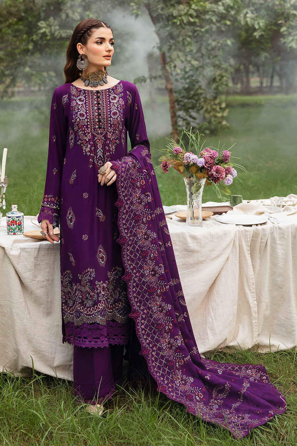 Ramsha 3 Piece Custom Stitched Suit - Purple - LB285211