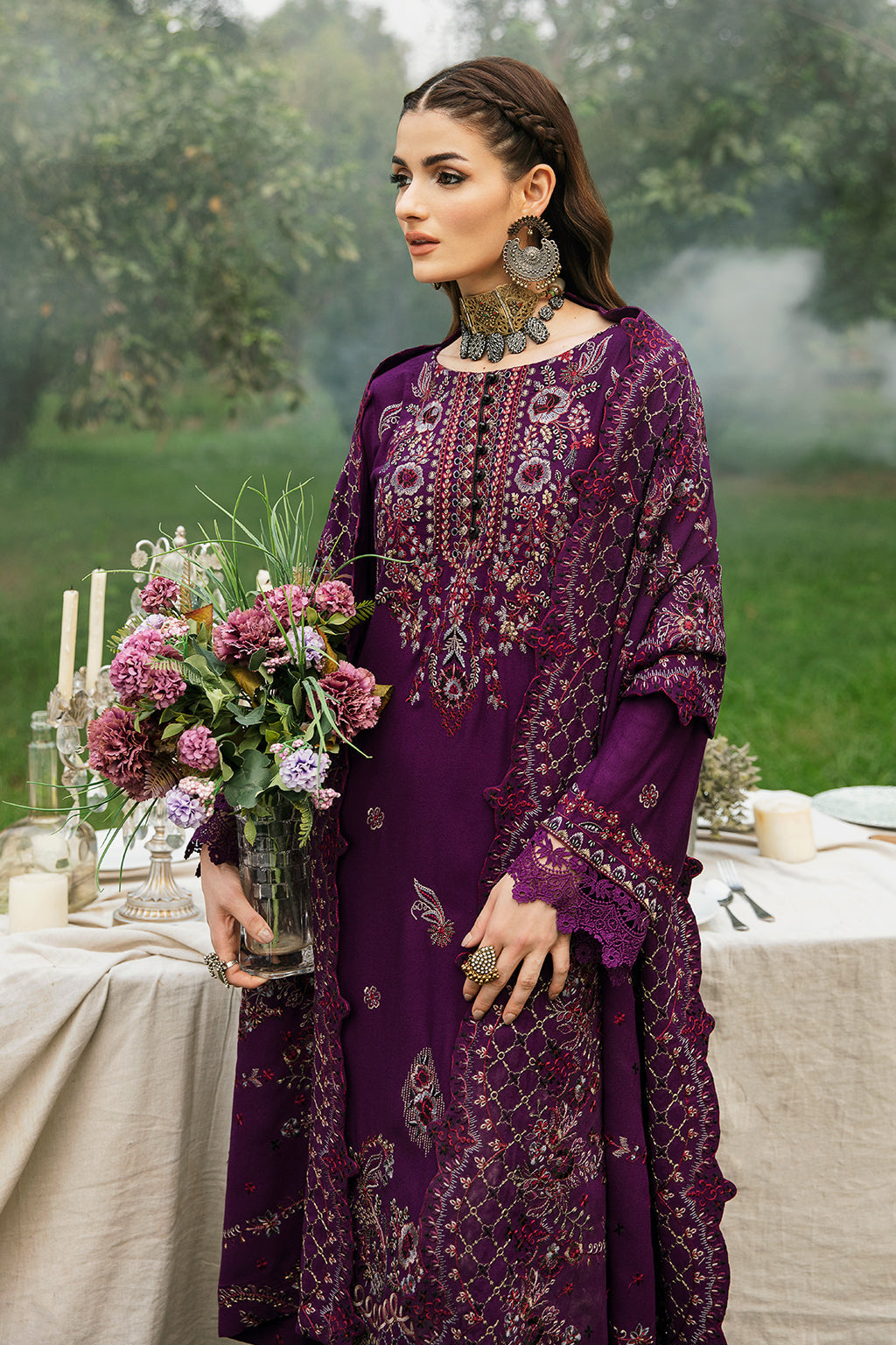 Ramsha 3 Piece Custom Stitched Suit - Purple - LB285211