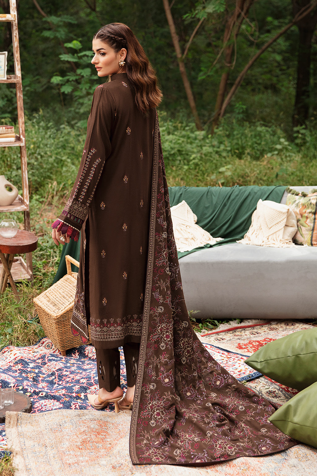 Ramsha 3 Piece Custom Stitched Suit - Brown - LB285212