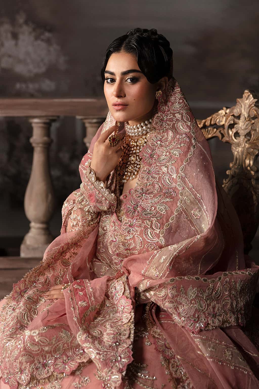 Afrozeh 3 Piece Custom Stitched Suit - Pink - LB30460