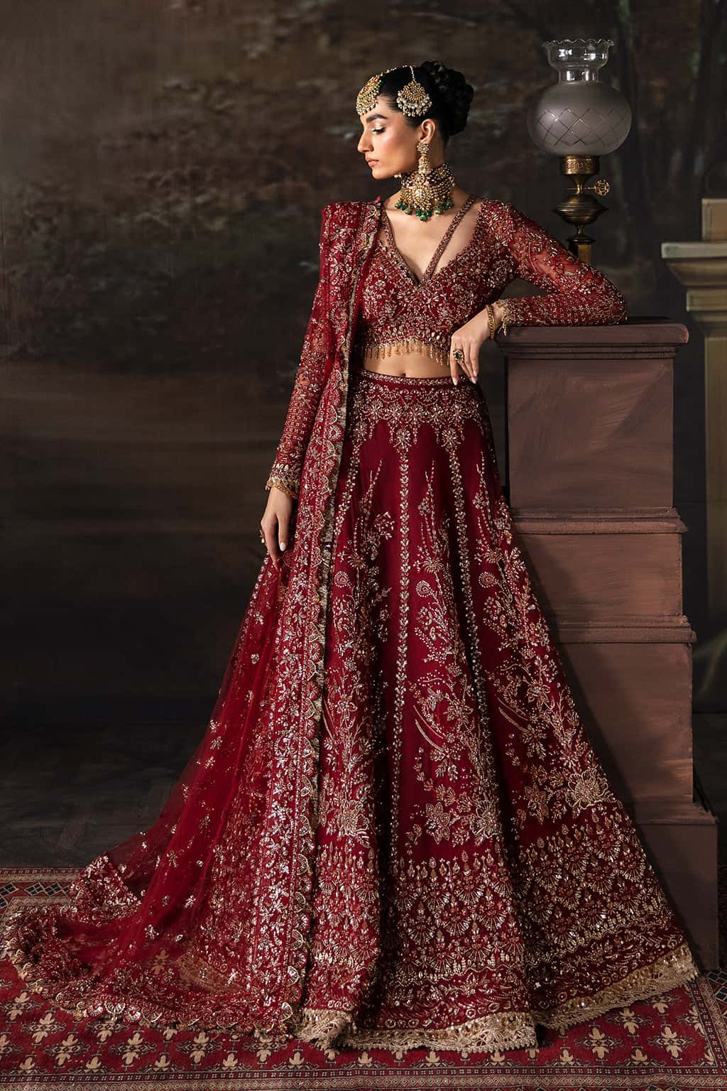 Afrozeh 3 Piece Custom Stitched Suit - Maroon - LB30606