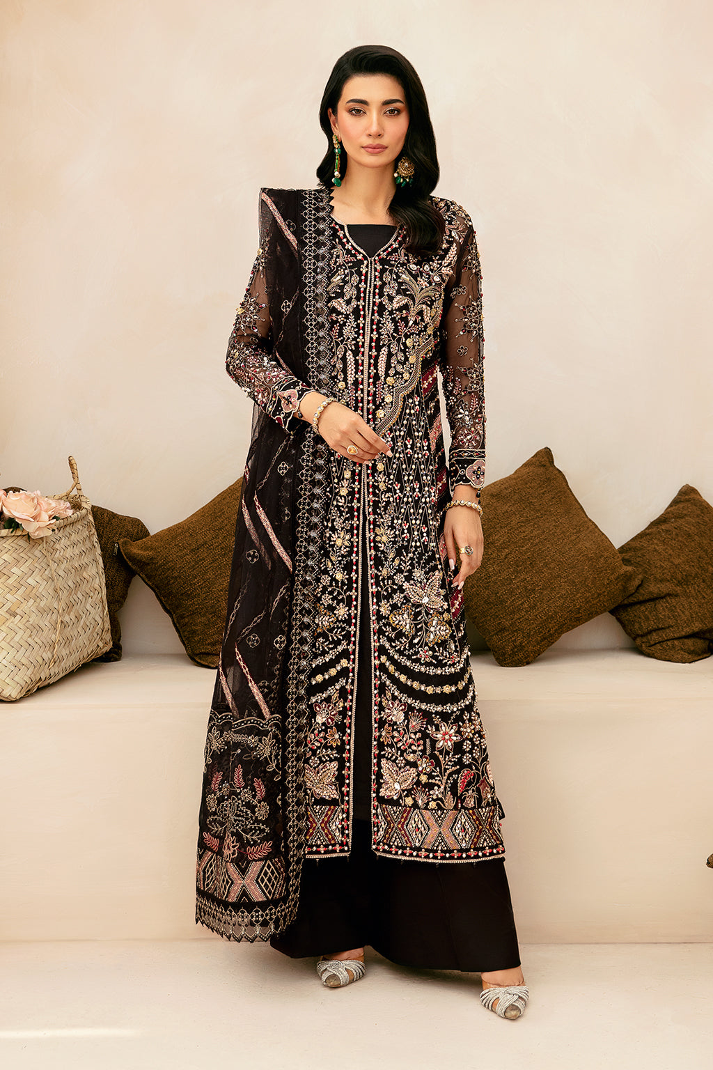 Ramsha 3 Piece Custom Stitched Suit - Black - LB28964