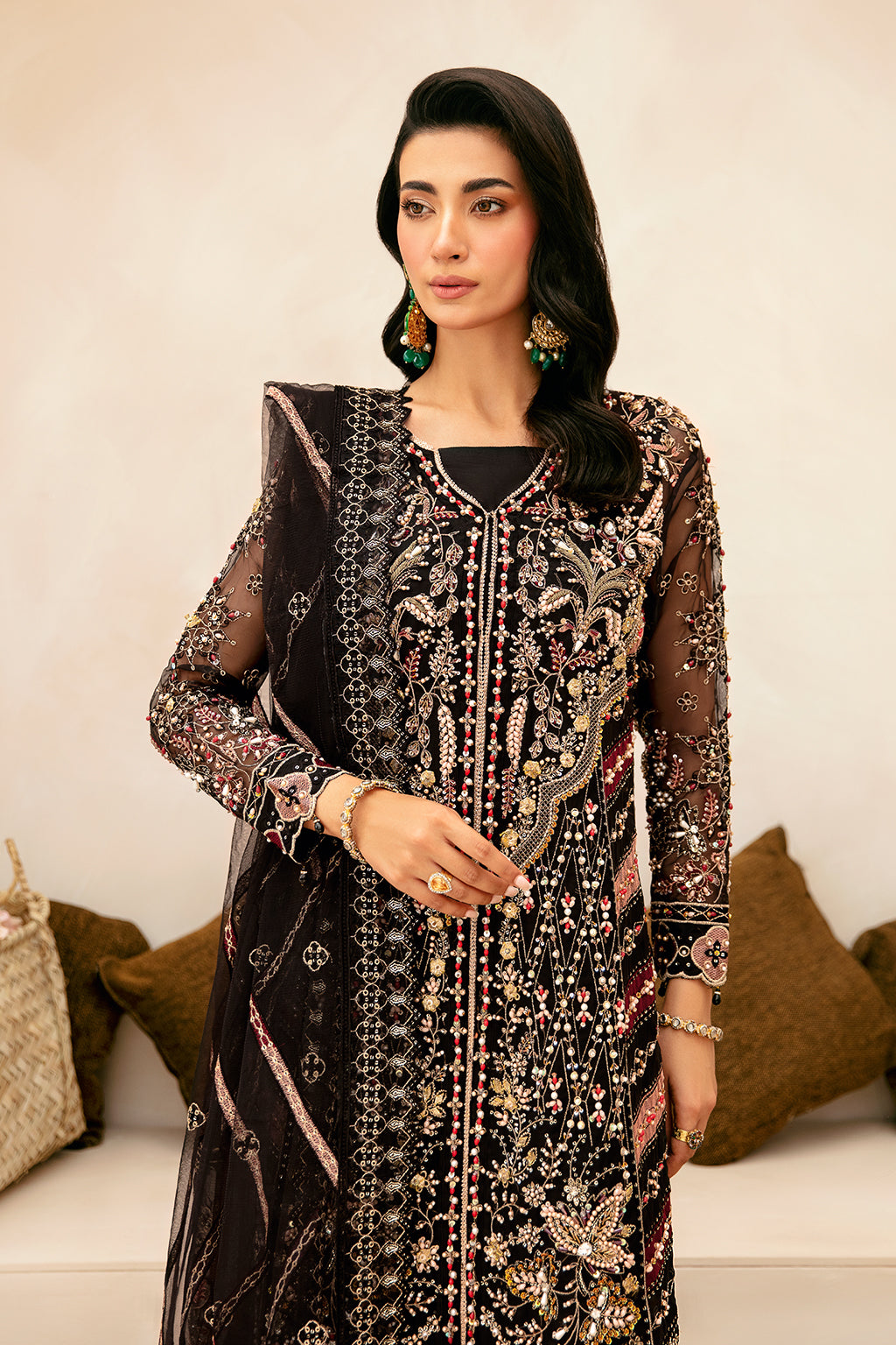 Ramsha 3 Piece Custom Stitched Suit - Black - LB28964