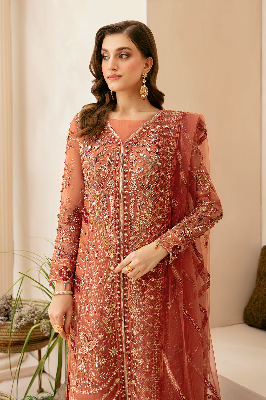 Ramsha 3 Piece Custom Stitched Suit - Peach - LB28965