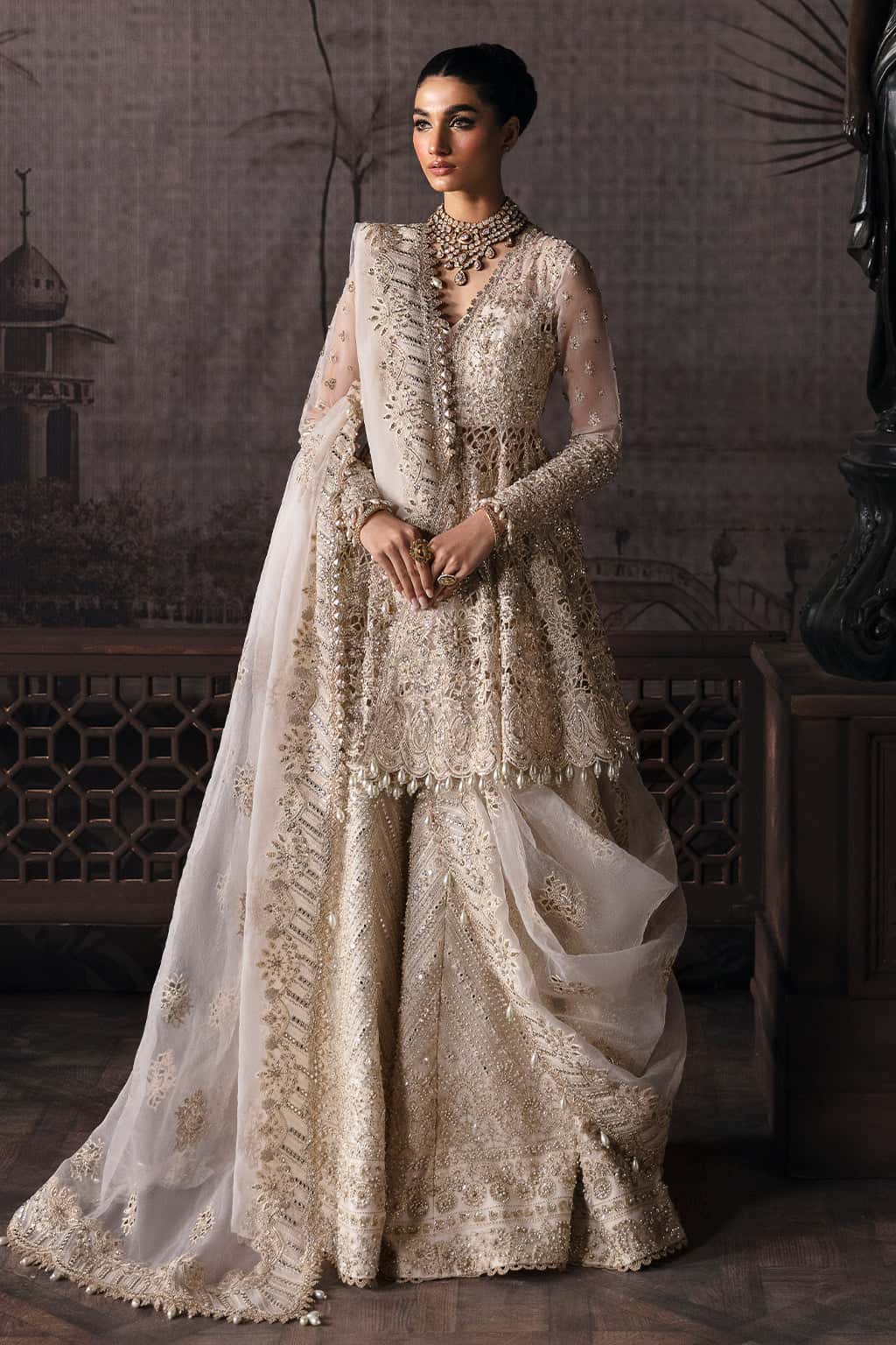 Afrozeh 3 Piece Custom Stitched Suit - Off-White - LB30459