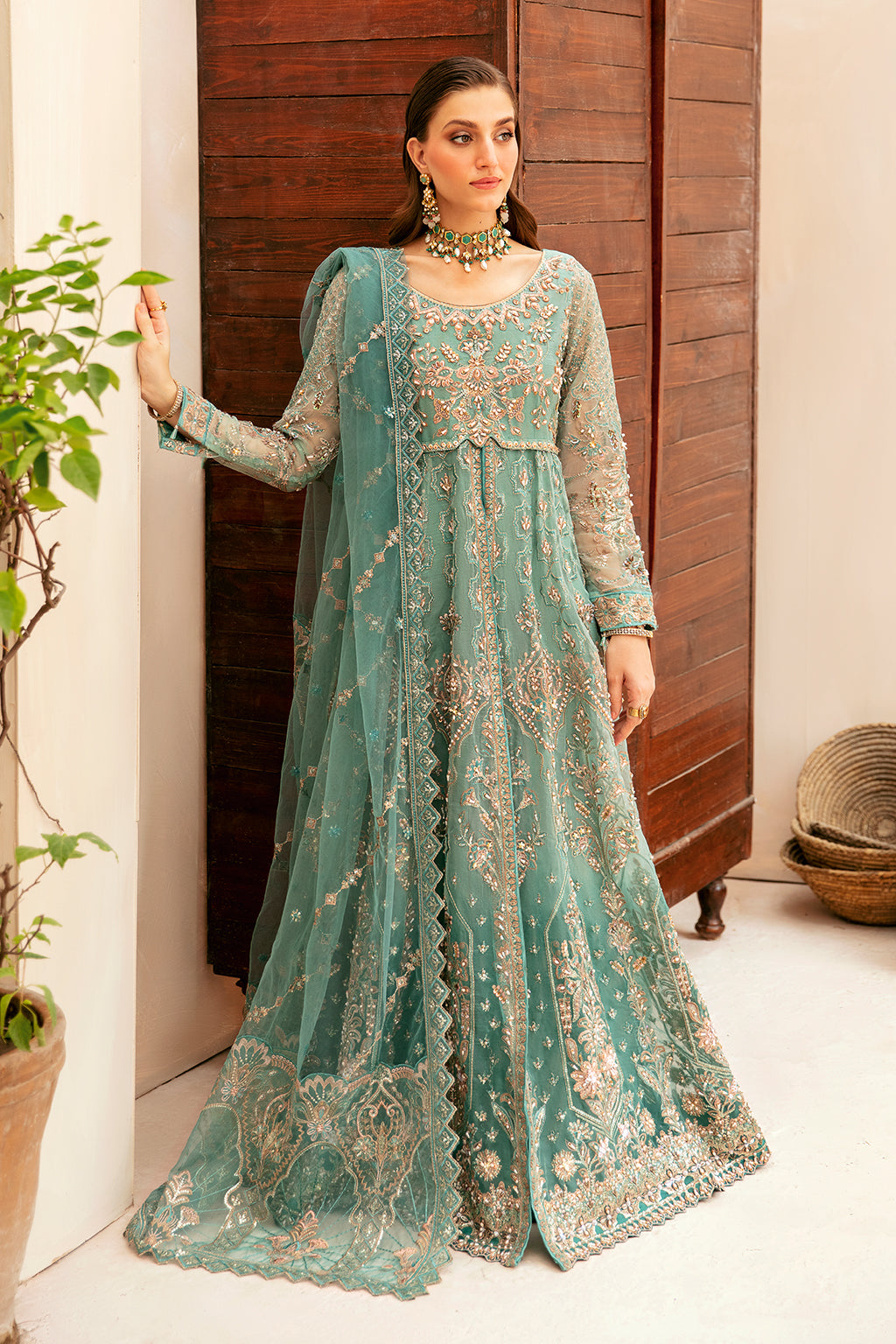 Ramsha 3 Piece Custom Stitched Suit - Aqua - LB28962