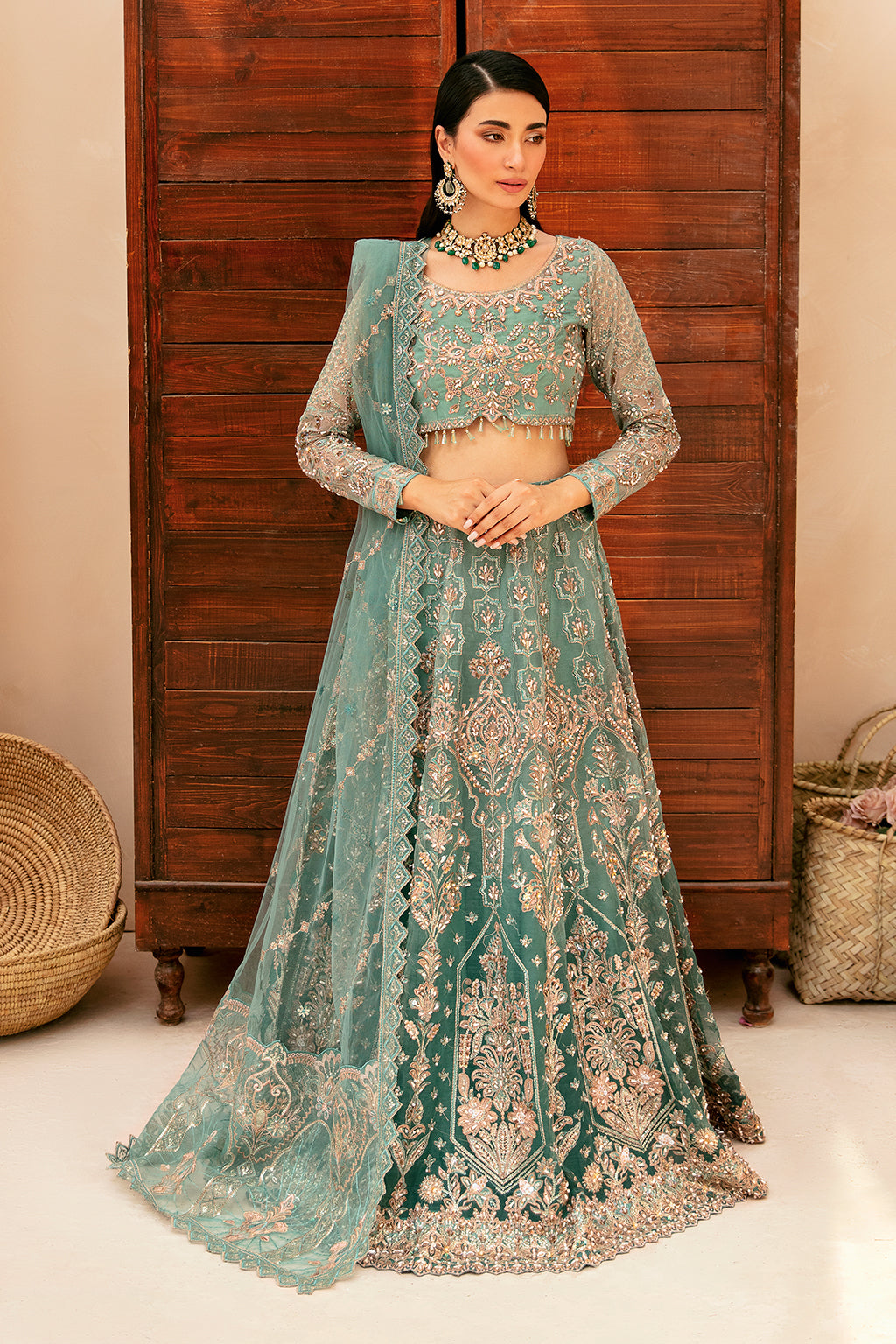 Ramsha 3 Piece Custom Stitched Suit - Aqua - LB28962