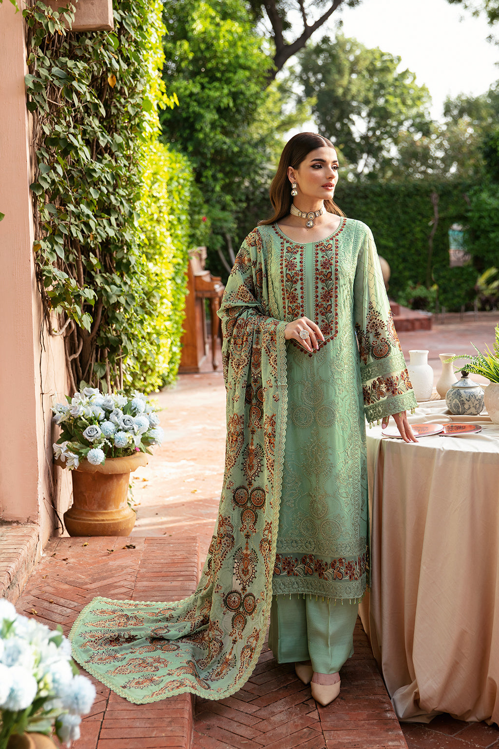 Ramsha 3 Piece Custom Stitched Suit - Green - LB284564