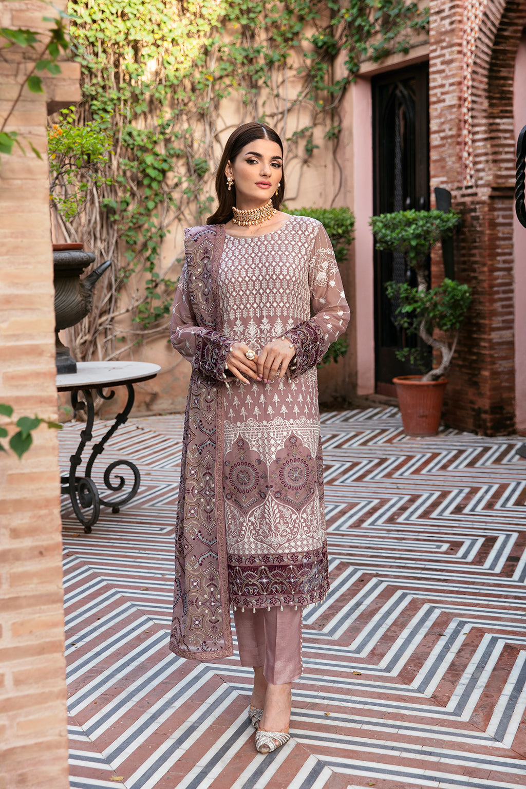 Ramsha 3 Piece Custom Stitched Suit - Purple - LB284562