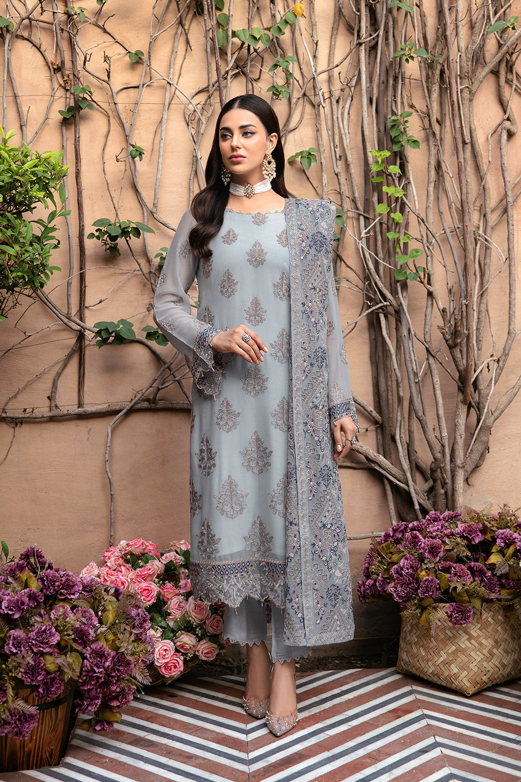 Ramsha 3 Piece Custom Stitched Suit - Blue - LB284561