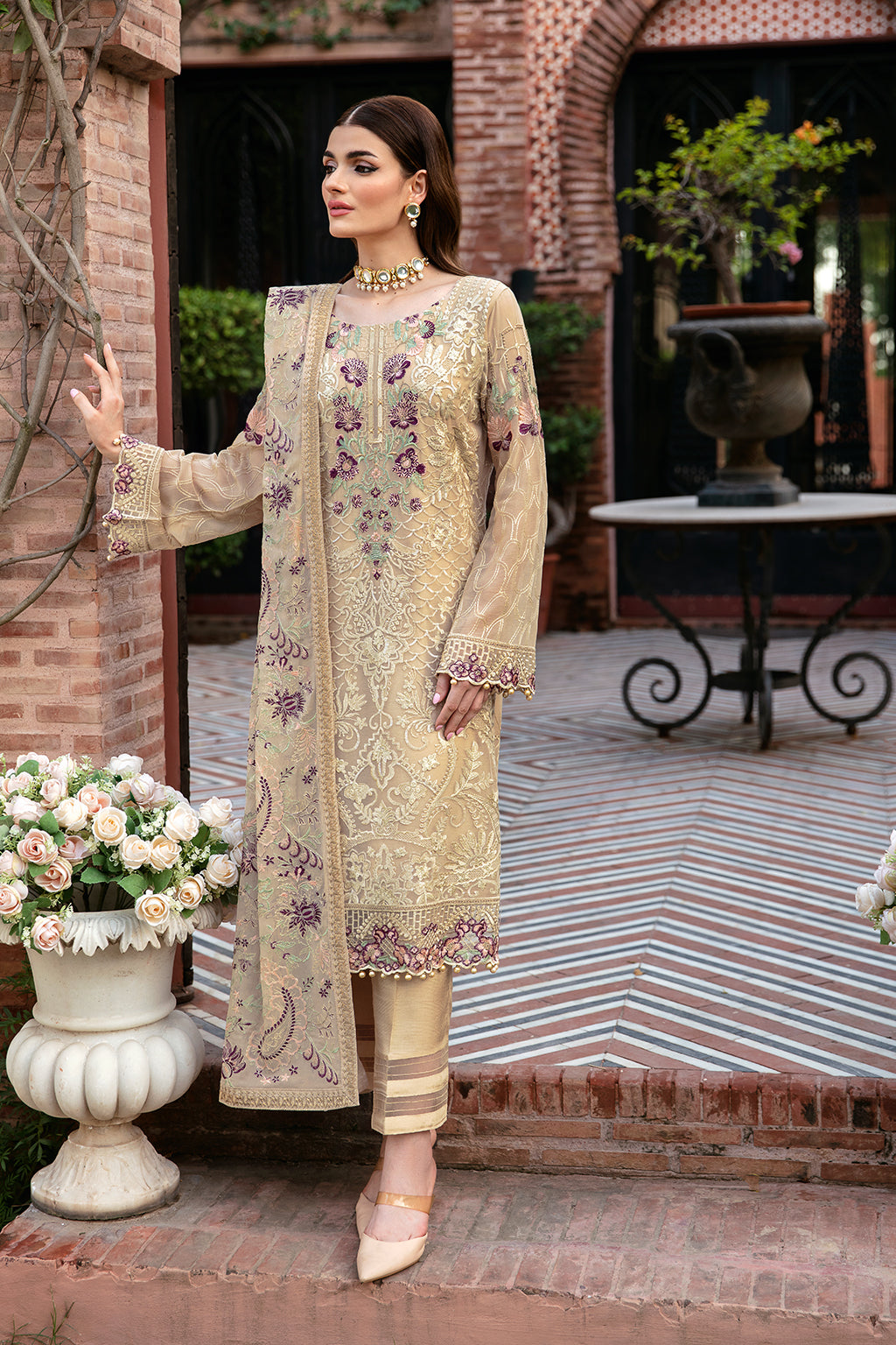 Ramsha 3 Piece Custom Stitched Suit - Yellow - LB284563