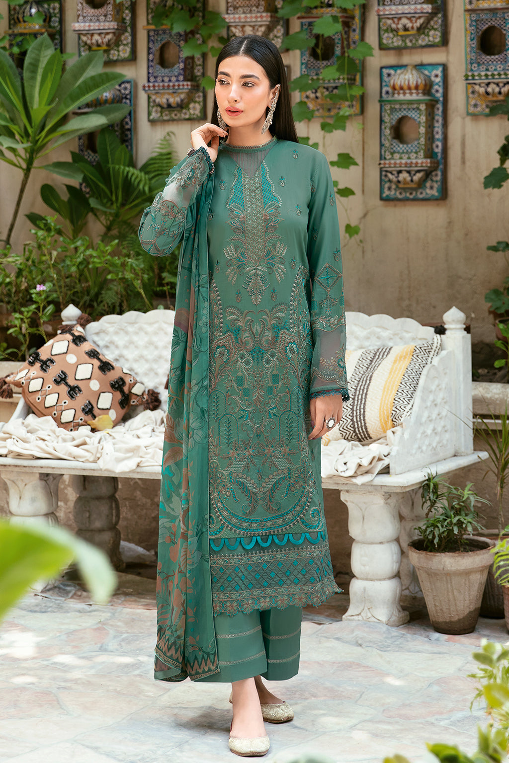 Ramsha 3 Piece Custom Stitched Suit - Green - LB285977