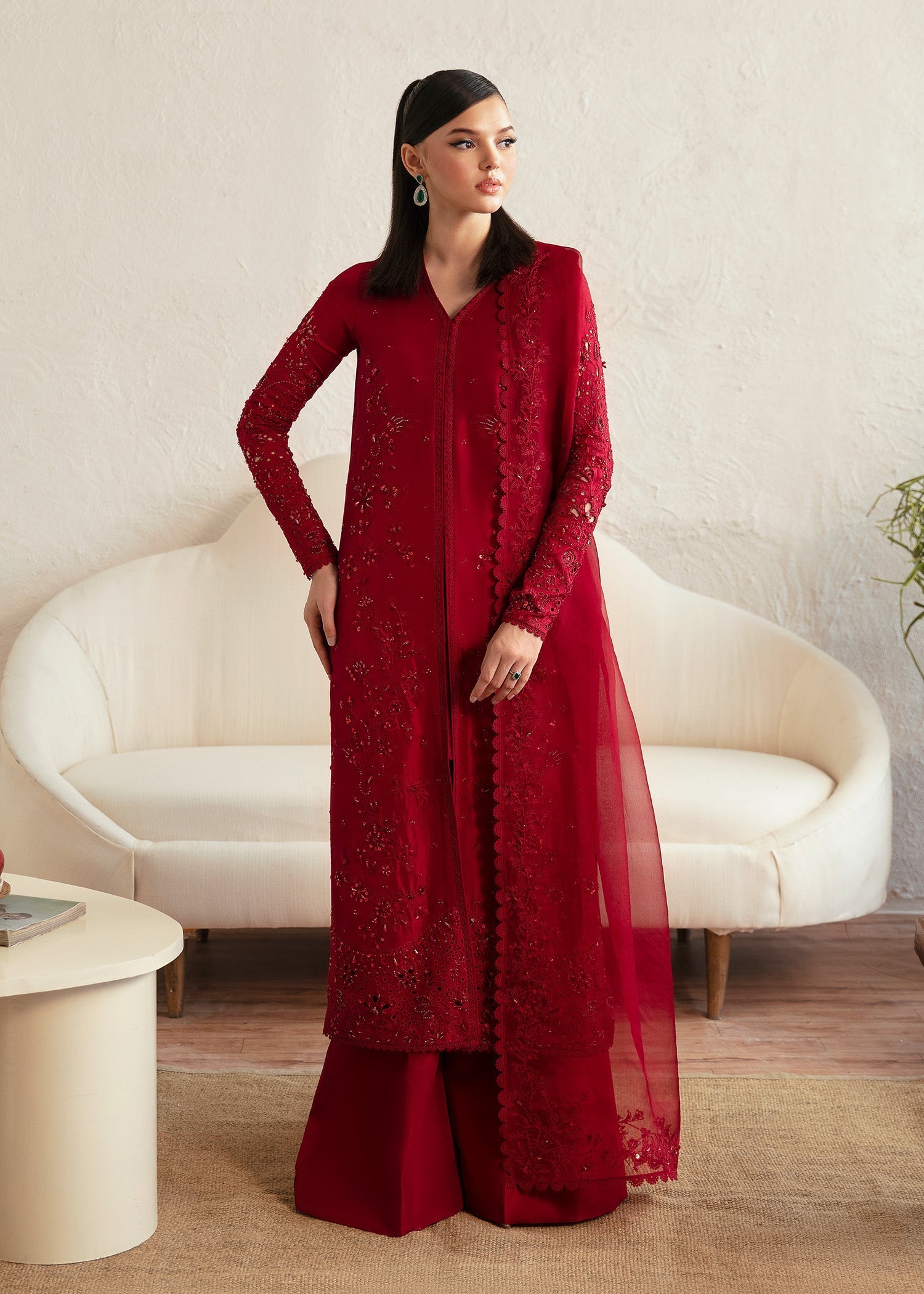 Kanwal Malik 3 Piece Pret Suit - Red - LB287408