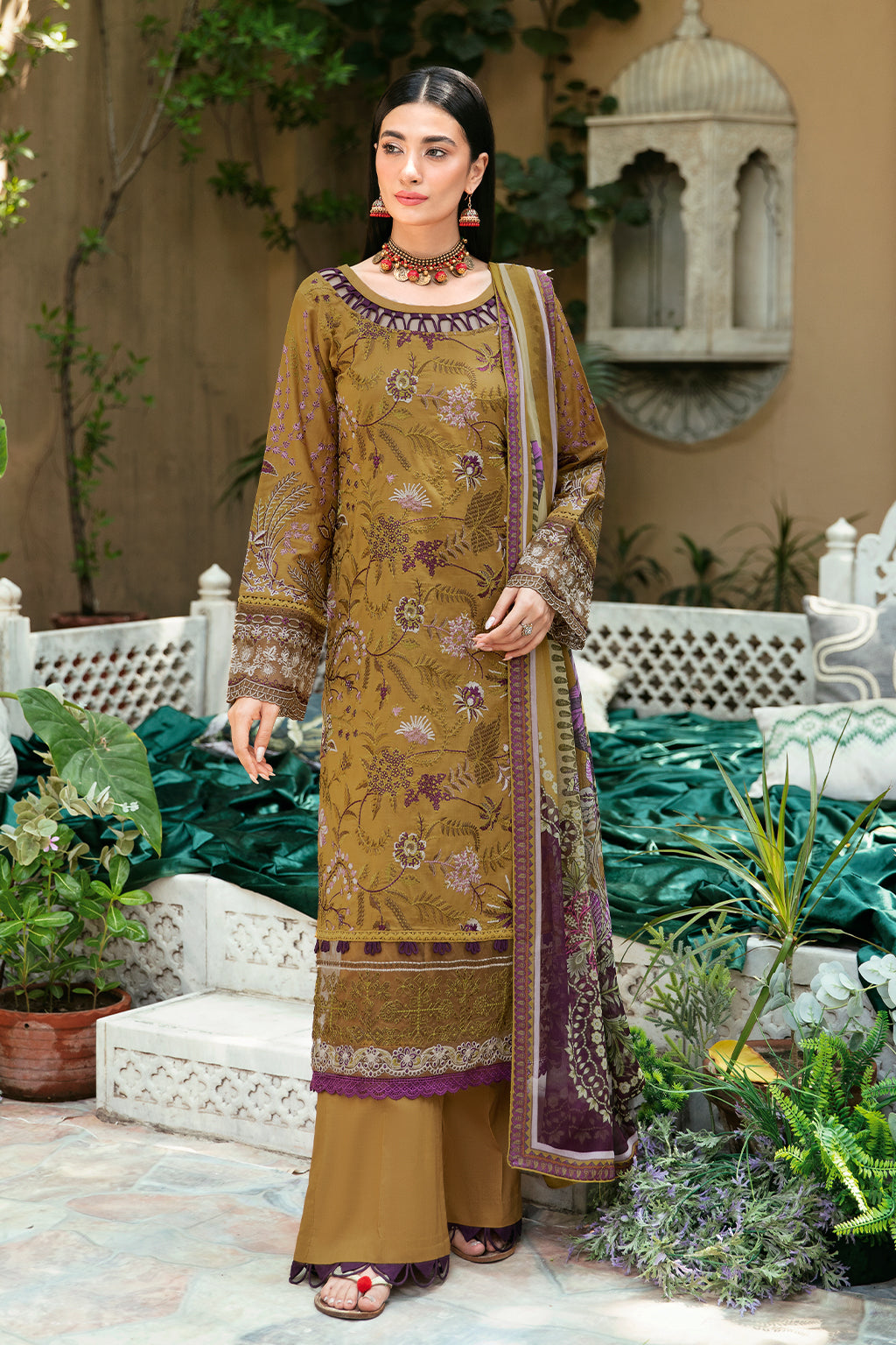 Ramsha 3 Piece Custom Stitched Suit - Brown - LB285981