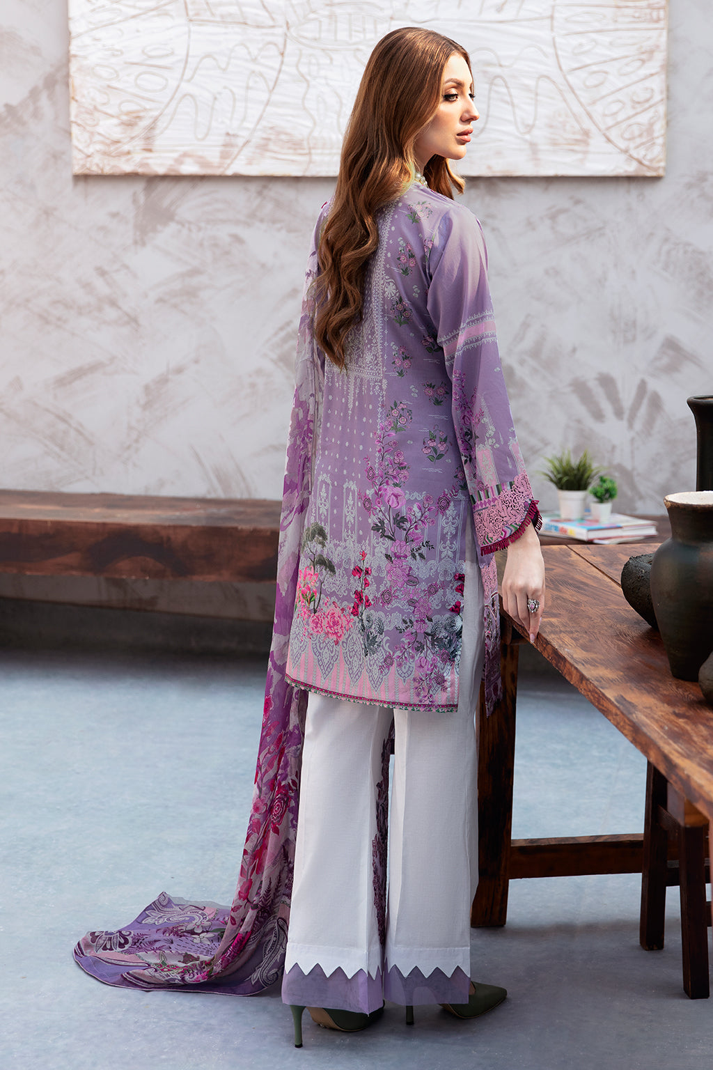 Ramsha 3 Piece Custom Stitched Suit - Purple - LB285957