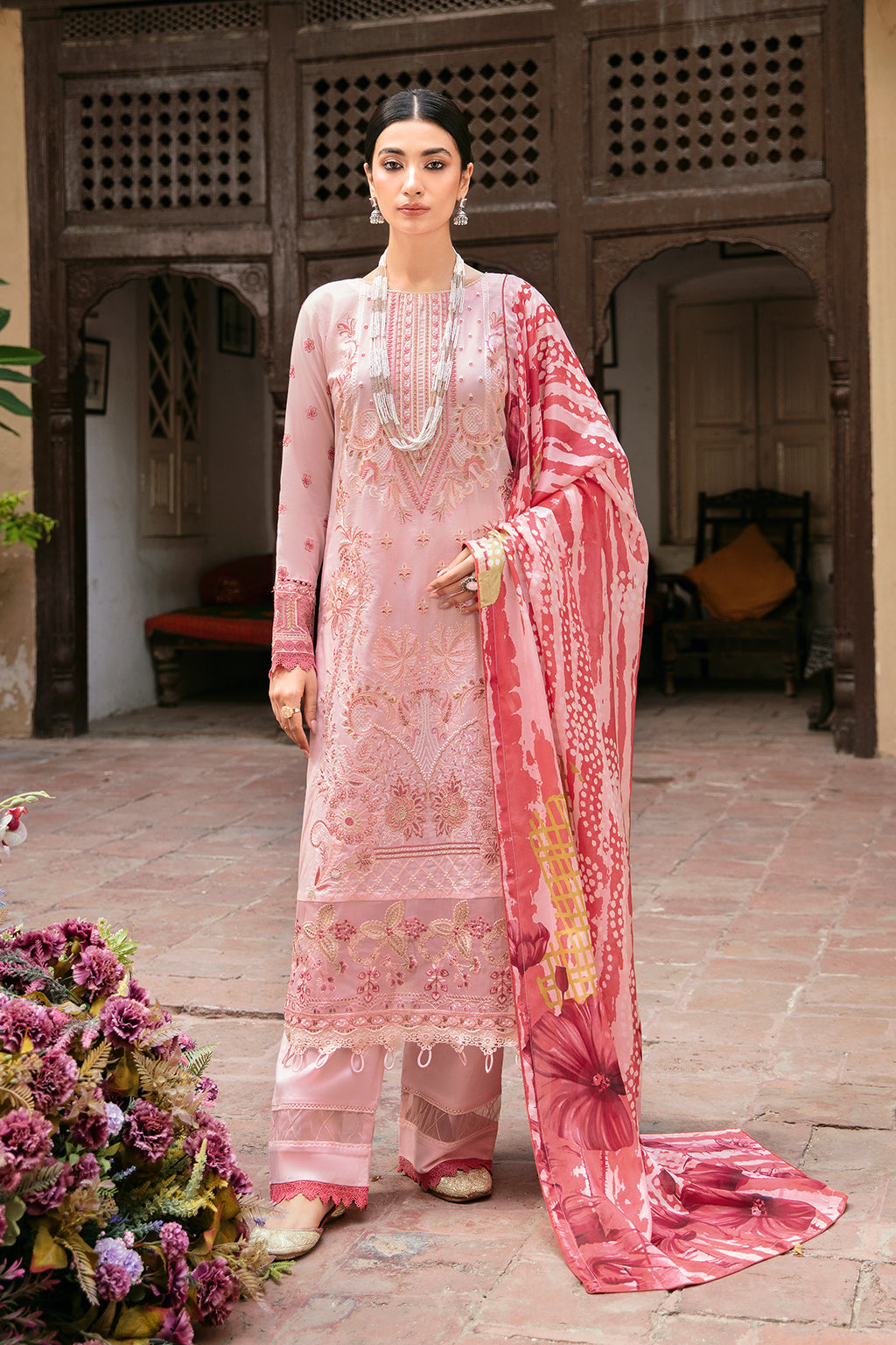 Ramsha 3 Piece Custom Stitched Suit - Pink - LB285979