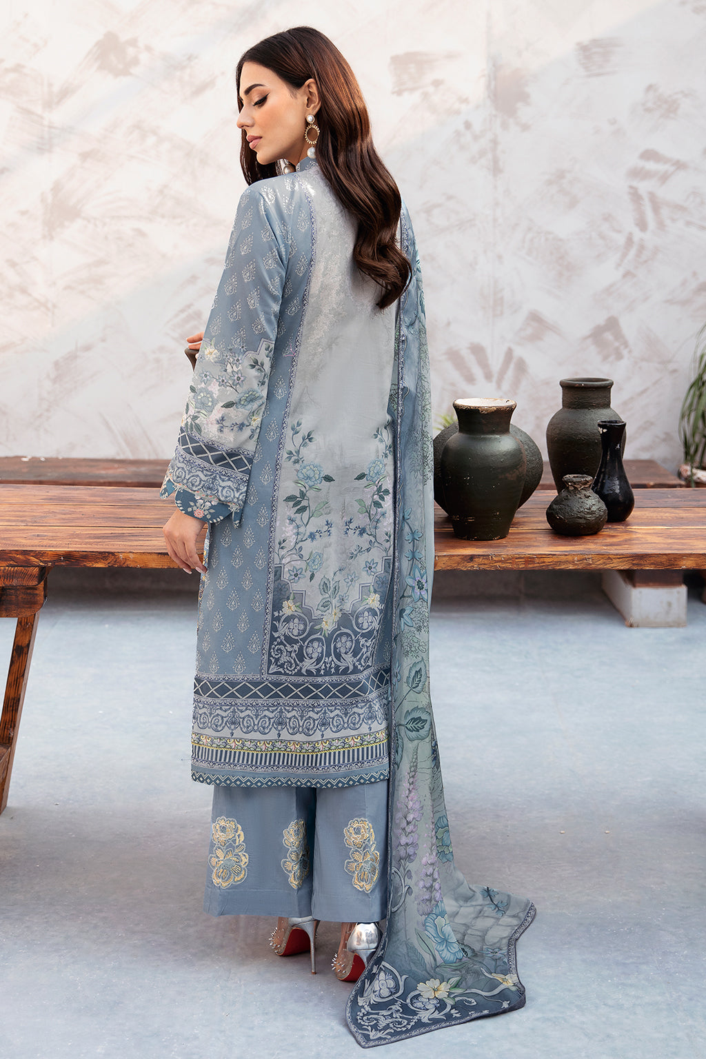 Ramsha 3 Piece Custom Stitched Suit - Blue - LB285961